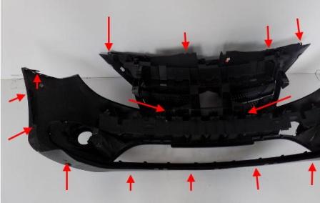 Points de fixation du pare-chocs avant Mercedes Citan W415