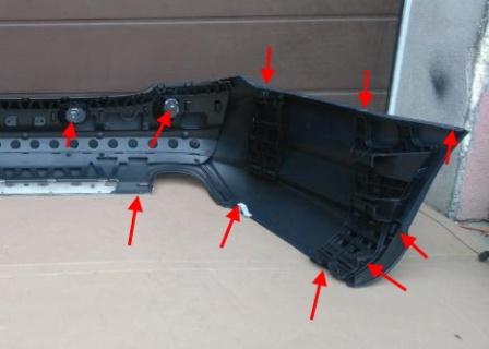 points de fixation du pare-chocs arrière Mercedes Classe CL C216