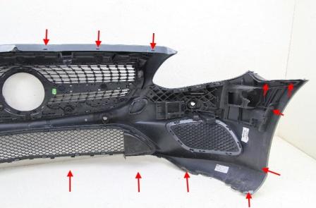 points de fixation du pare-chocs avant Mercedes Classe SLK R172