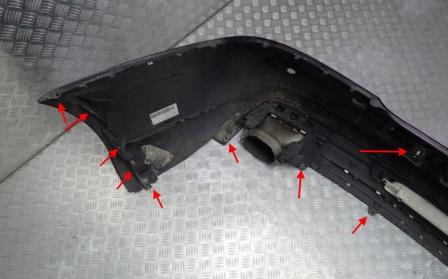 points de fixation pour le pare-chocs arrière Mercedes Classe SL R231