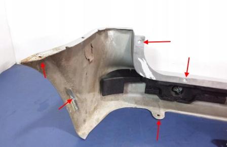 points de fixation du pare-chocs arrière Mercedes Vaneo W414 