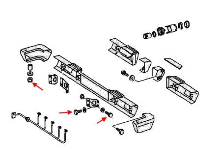 Montageplan der hinteren Stoßstange Mercedes G-Klasse W463