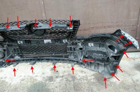 points de fixation du pare-chocs avant Mercedes Classe GLK X204