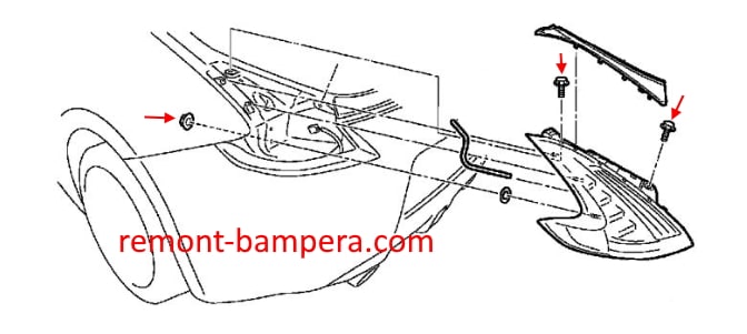 Схема крепления заднего фонаря Nissan 370Z (2008-2020)