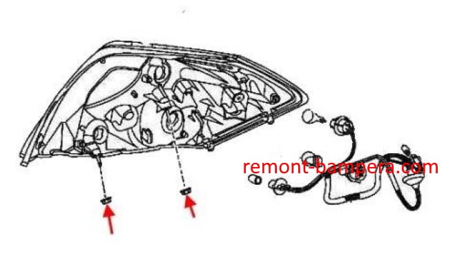Схема крепления заднего фонаря Nissan Altima IV (L32/D32) (2006-2013)