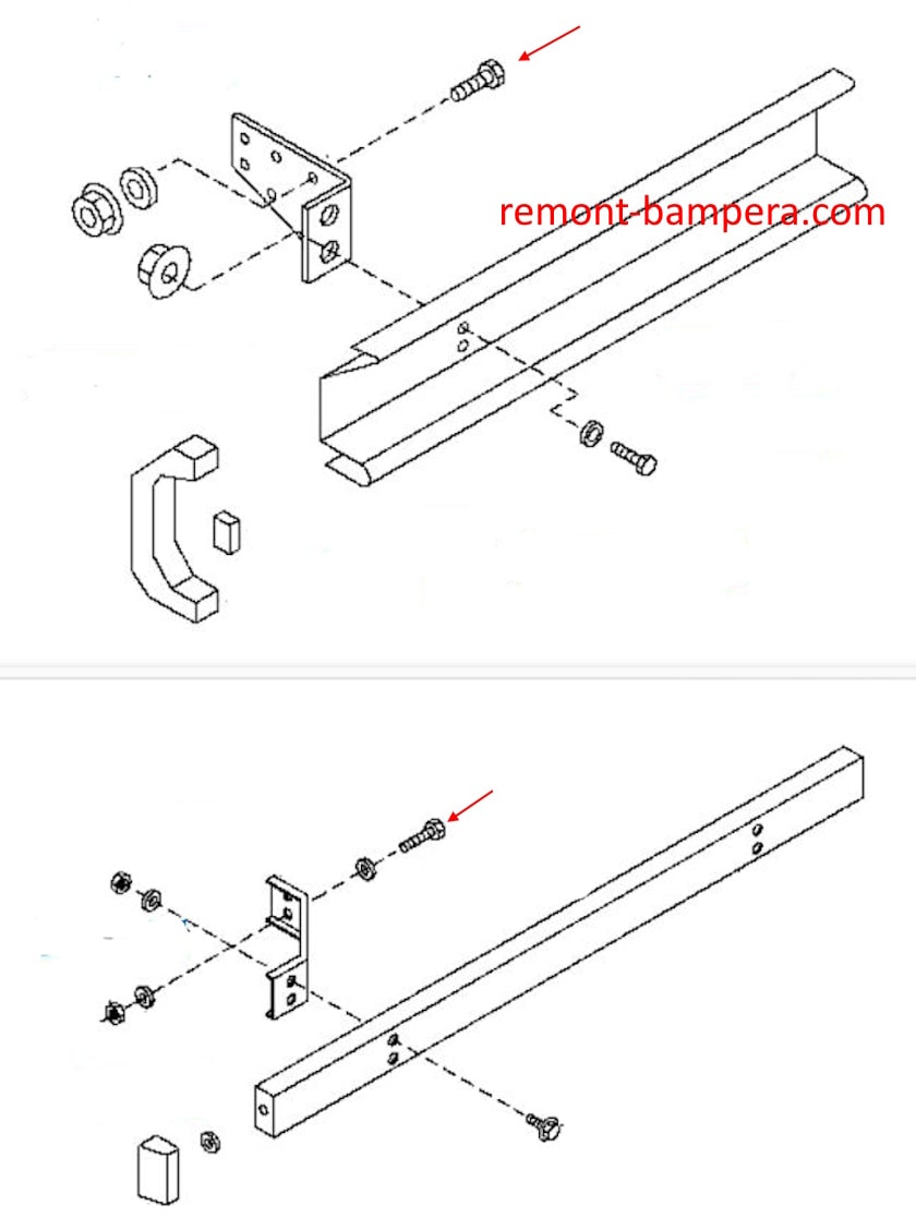 Esquema de montaje parachoques trasero Nissan Cabstar, NT400, Atlas