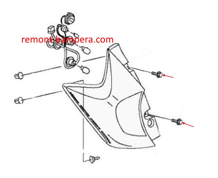 Схема крепления заднего фонаря Nissan Note E12 (2013-2020)