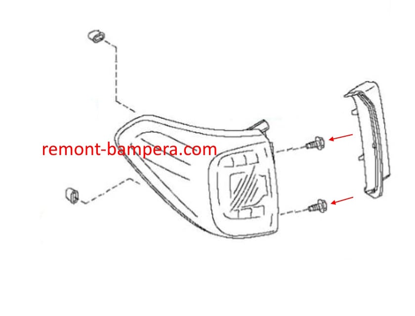 Rear light mounting diagram for Nissan Patrol VI Y62 (2010-2023)