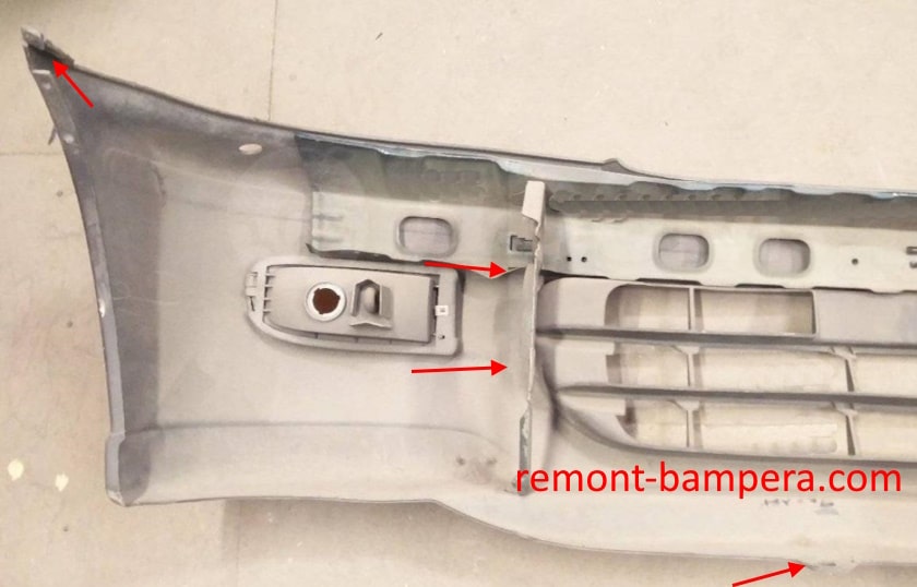 места крепления переднего бампера Nissan Serena I (C23) (1992-2001) 