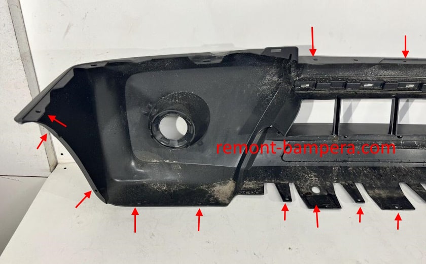 места крепления переднего бампера Nissan Xterra II (2005-2015) 