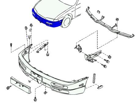 схема крепления переднего бампера Nissan 200SX