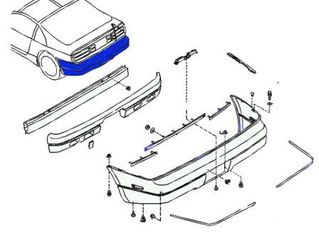 Diagrama de montaje del parachoques trasero del Nissan 300ZX