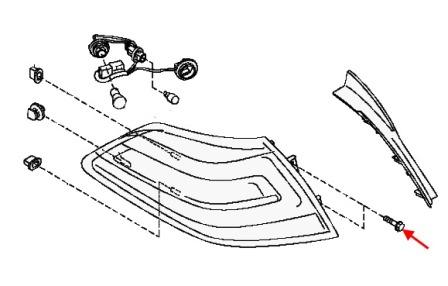 схема крепления заднего фонаря Nissan Teana J32 (2008-2013)