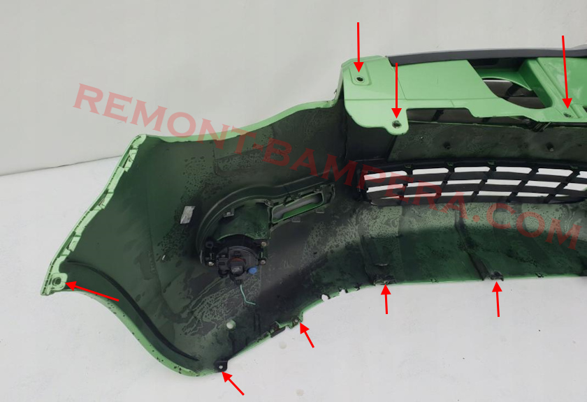 Opel Agila B (2008–2014) front bumper mounting locations