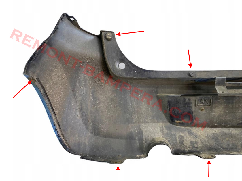 mounting locations of the rear bumper Opel Agila B (2008–2014)