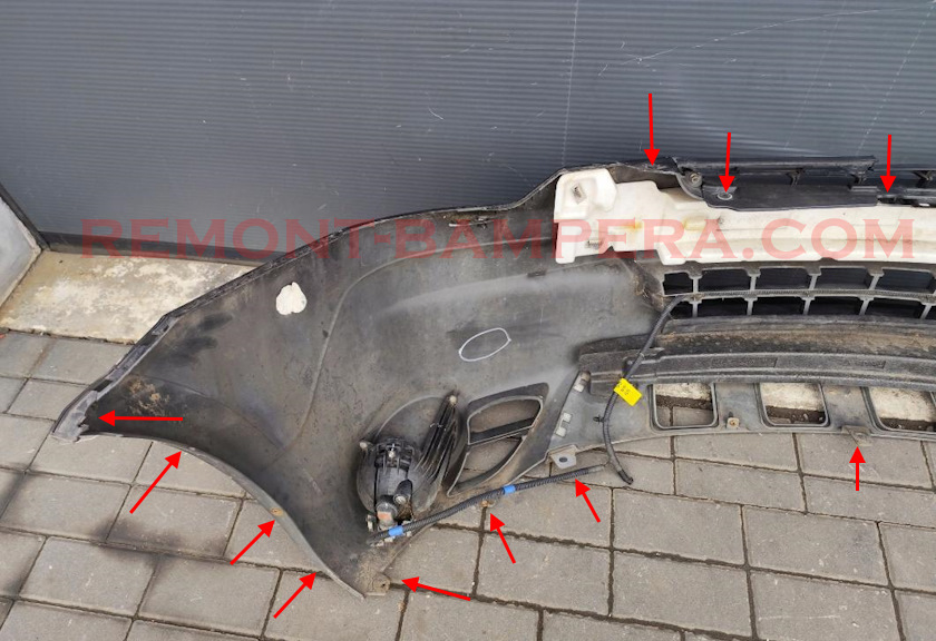 Opel Antara (2006–2015) front bumper mounting locations