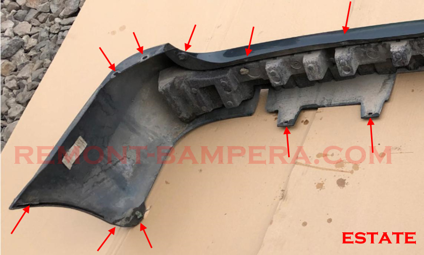 Opel Astra G (1998–2004) rear bumper mounting locations