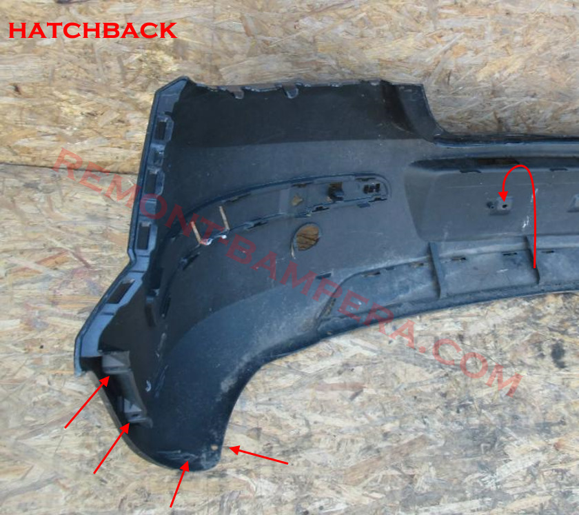 Rear bumper mounting locations Opel Astra H Hatchback (2004–2014)