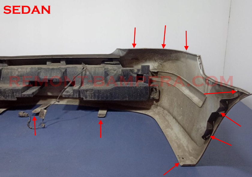 Rear bumper mounting locations Opel Astra H Sedan (2004–2014)