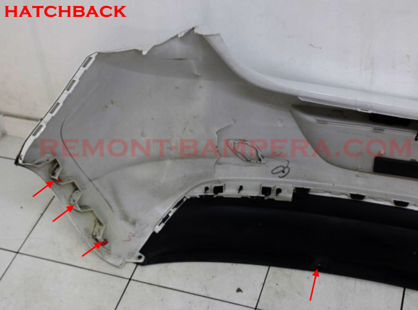 Rear bumper mounting locations Opel Astra J hatchback (2009–2018)