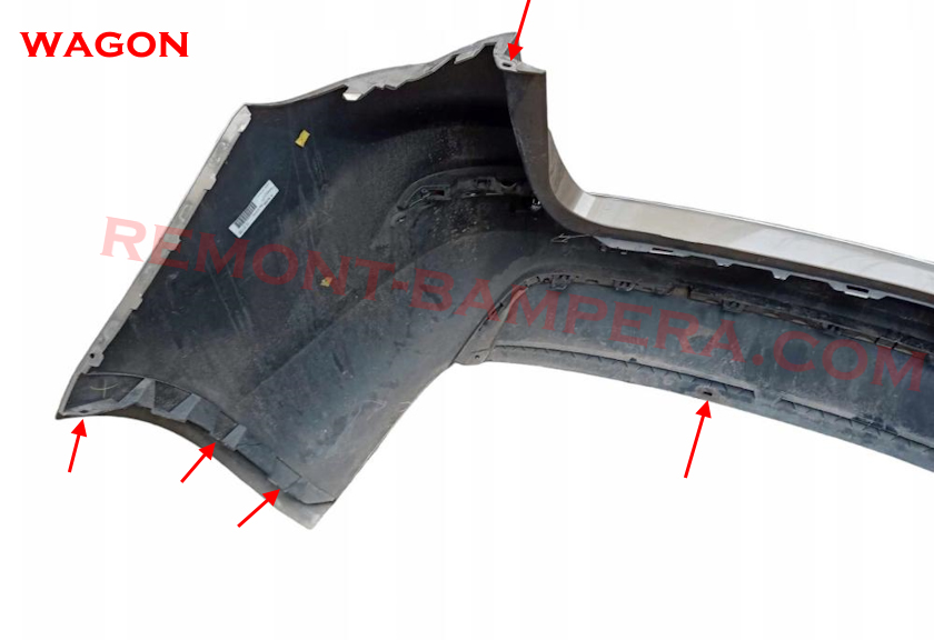 Mounting location of the rear bumper Opel Astra J wagon (2009–2018)