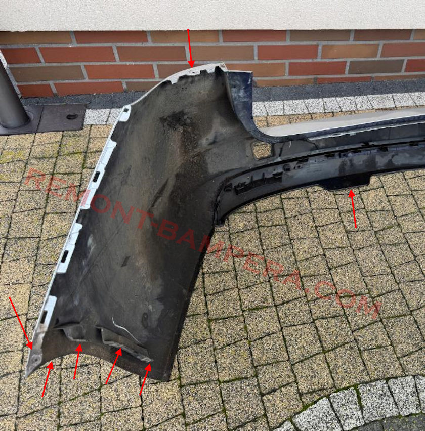 mounting locations of the rear bumper Opel Astra K wagon (2015–2021)