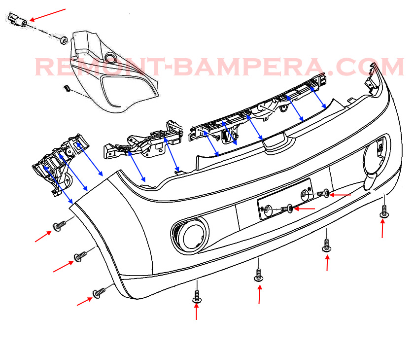 Rear bumper mounting diagram Opel Adam (2013–2019)