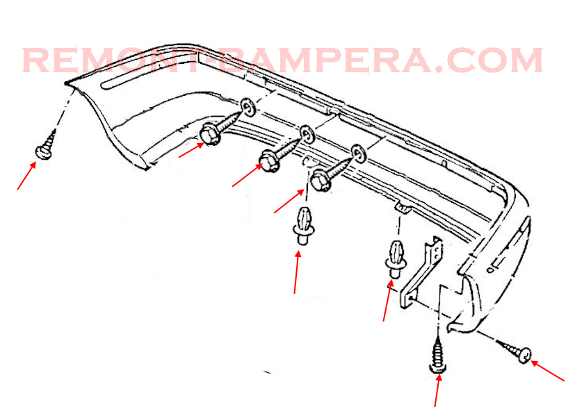 Rear bumper mounting diagram Opel Calibra (1989-1997)