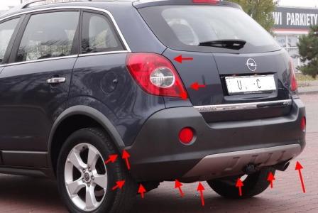 места крепления заднего бампера Opel Antara