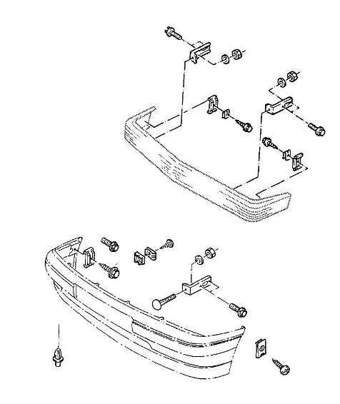 схема крепления переднего бампера Opel  CORSA A (1983 – 1992)