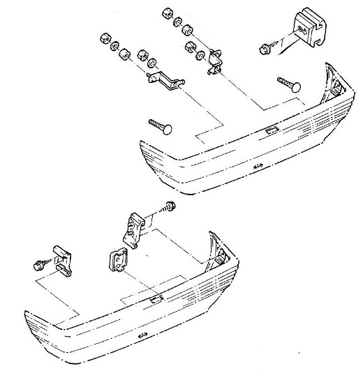 схема крепления заднего бампера Opel  CORSA A (1983 – 1992)