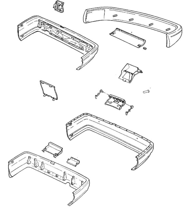 схема крепления заднего бампера Opel OMEGA A (1987-1993)