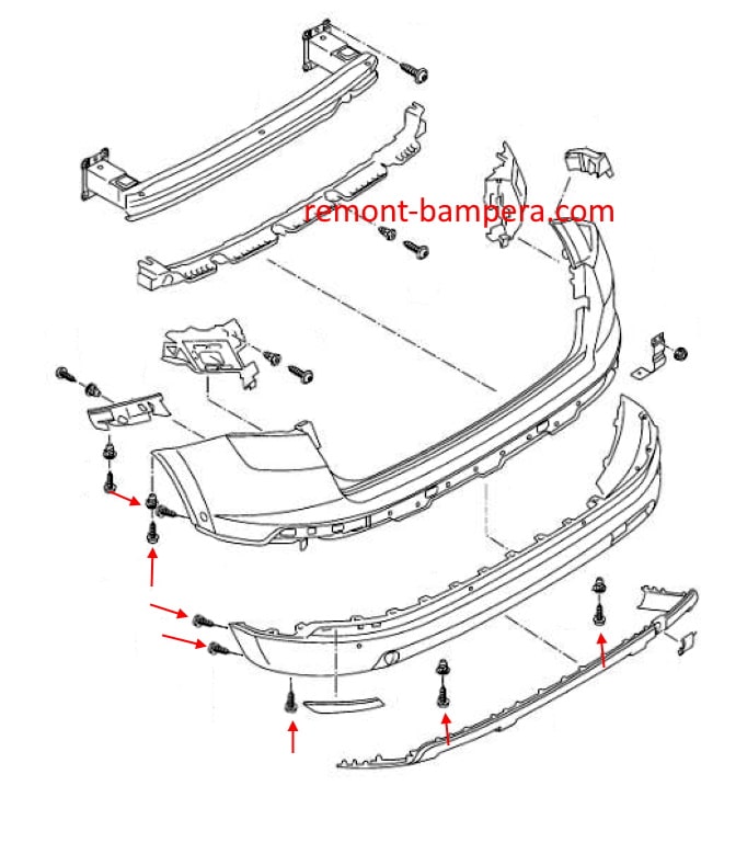места крепления заднего бампера SEAT Ateca I (2016-2023)