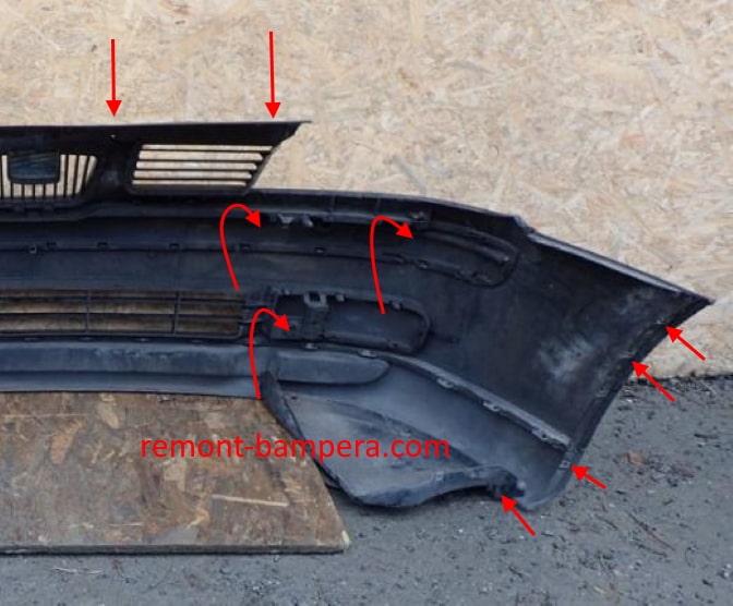 места крепления переднего бампера SEAT Cordoba I 6K (1993-2003)
