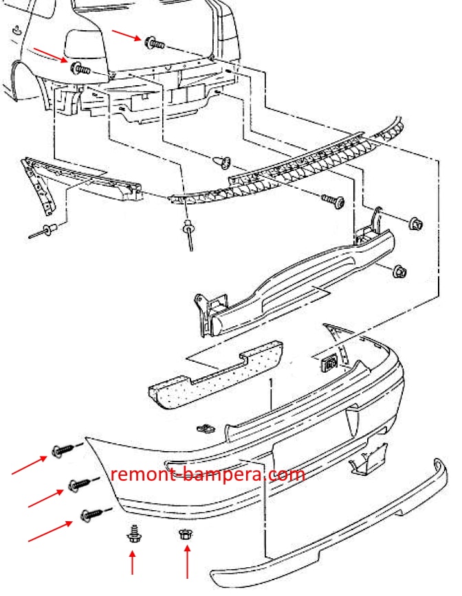 места крепления заднего бампера SEAT Cordoba I 6K (1993-2003)