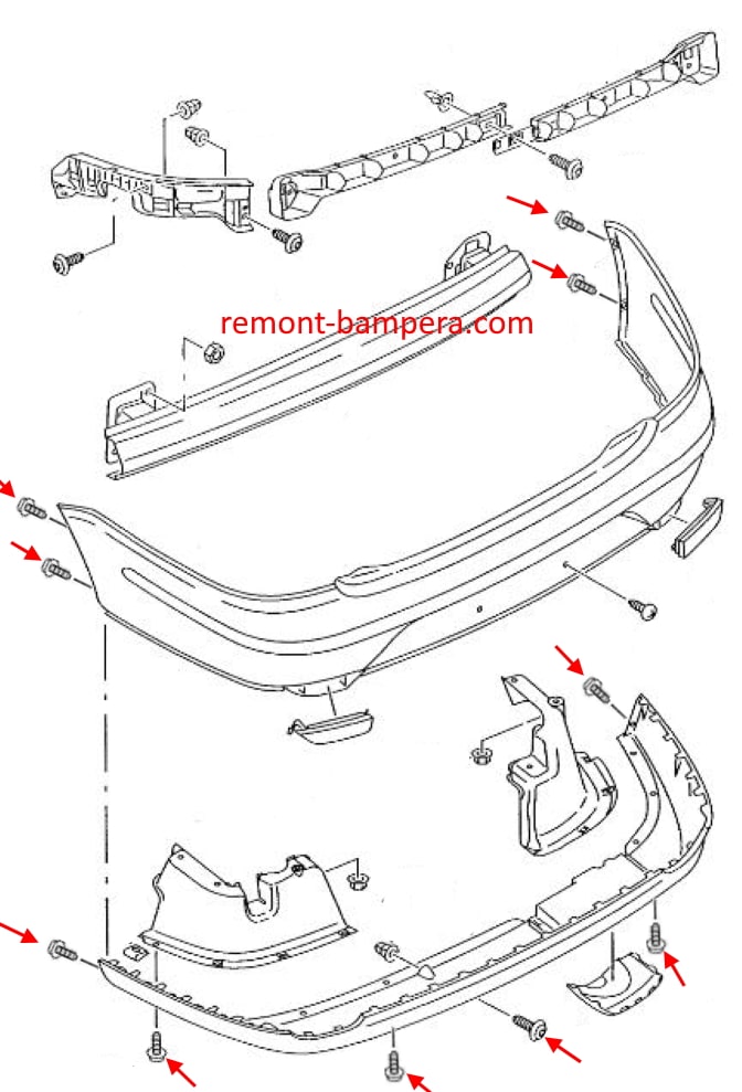 Схема крепления заднего бампера SEAT Cordoba II 6L (2003-2009)