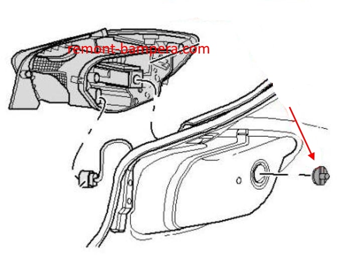 Схема крепления заднего фонаря SEAT Ibiza IV (2008-2017)