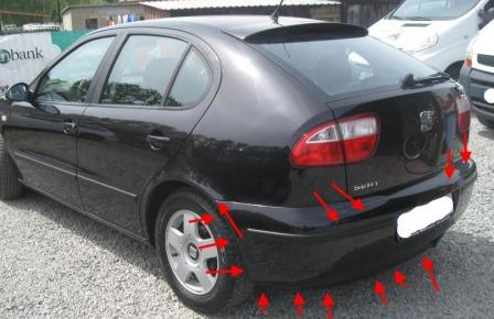 места крепления заднего бампера SEAT Leon I (1999-2005 год)