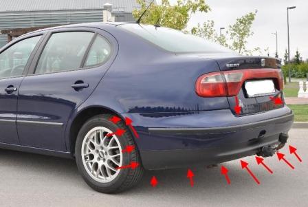 места крепления заднего бампера SEAT Toledo II (1998-2004)