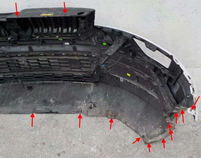 punti di attacco del paraurti anteriore Skoda Karoq I (2017+)