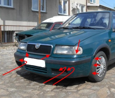 points de fixation pare-chocs avant SKODA FELICIA