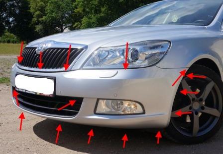 points de fixation pare-chocs avant SKODA OCTAVIA 2