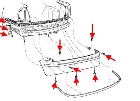 schema di montaggio per paraurti posteriore SKODA SUPERB 1 (B5)