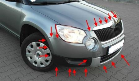 points de fixation pare-chocs avant SKODA YETI