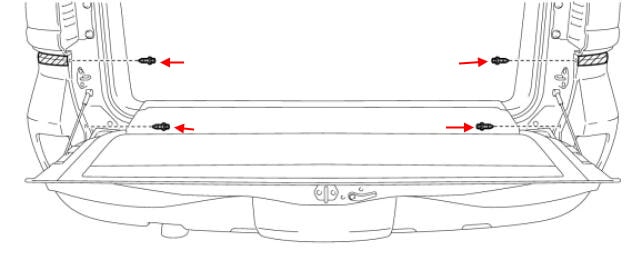 Schéma de montage du pare-chocs arrière Toyota Land Cruiser J200 (2007-2021)