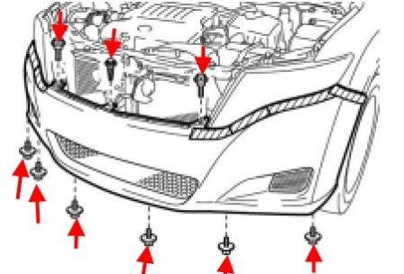 Schéma de montage du pare-chocs avant Toyota Venza (2008-2017)