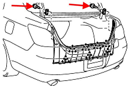 Schéma de montage du pare-chocs arrière Toyota Avalon (2005-2012)