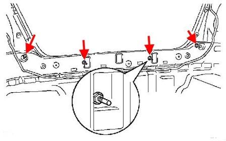 схема крепления заднего бампера Toyota Corolla (2000-2006)