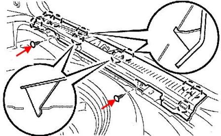 схема крепления заднего бампера Toyota Matrix (2003-2008)