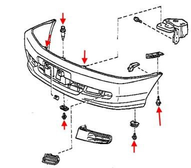 Schema di montaggio del paraurti anteriore Toyota Picnic